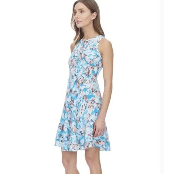 Rebecca Taylor Silk Exclusive Blue Floral Aloha Dress Size 6 - Picture 1 of 4